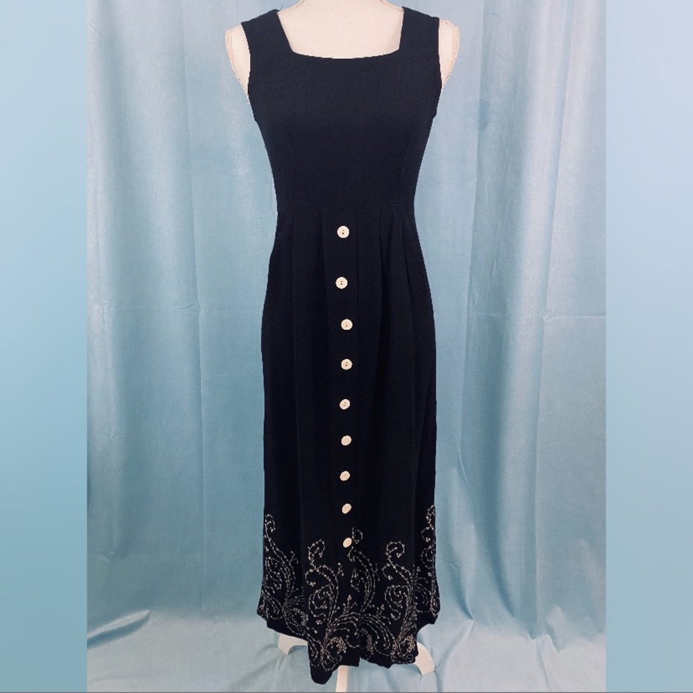 Betsy's Things vtg 80's square neck acetate rayon dress, S - M